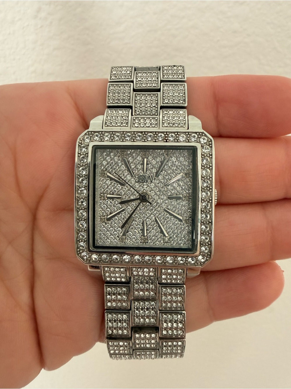 Silver Pave Square Bracelet Watch